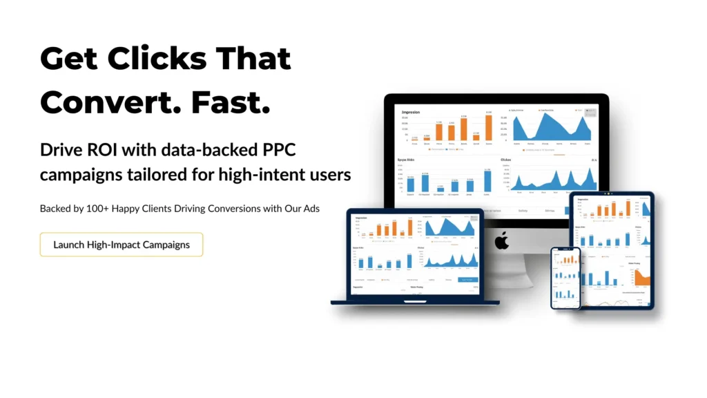 Real-time dashboard showing PPC ad performance with clicks, impressions, and conversions