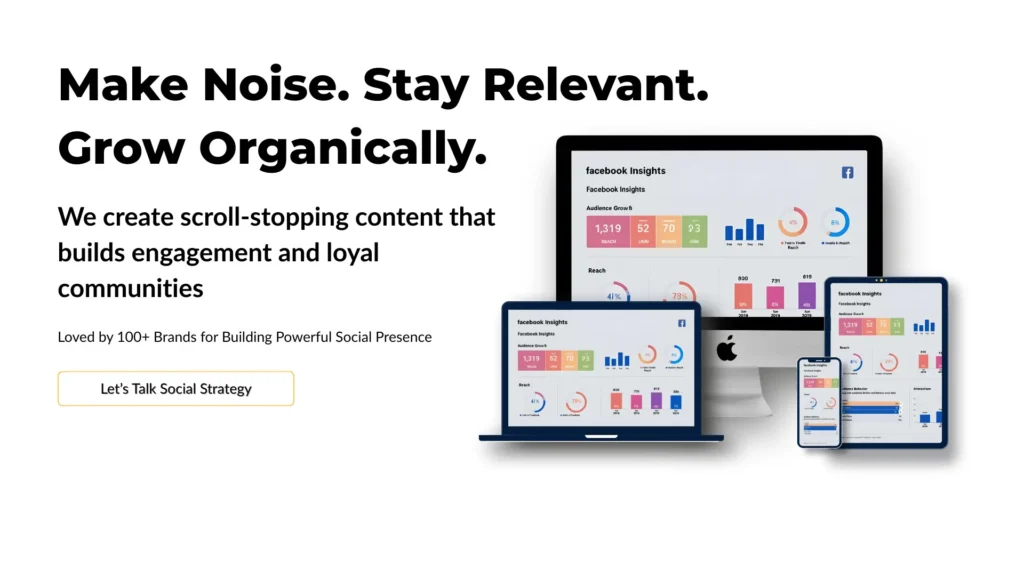 Social media marketing experts running a campaign dashboard for client success